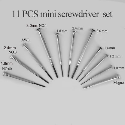 11PCS Small Precision Screwdriver Set, Premium Mini Screw Driver Set Kit, 6 Different Sizes of Flat Head Philips Screwdrivers for Watch, Eyeglasses, Electronics, Repair Box