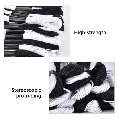 24 Skeins Cross Stitch Threads, Black and White Cotton Embroidery Floss Friendship Bracelets Floss with 12 Pieces Floss Bobbins for Knitting, Cross Stitch Project