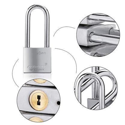 40mm Long Shackle Padlocks for Outdoor Use All Weather Resistant, Alloy Steel Heavy Duty Lock with 4 Keys