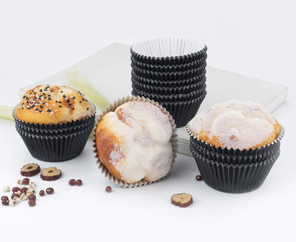 Gifbera Standard Black Foil Cupcake Liners Muffin Wrappers, 200-Count