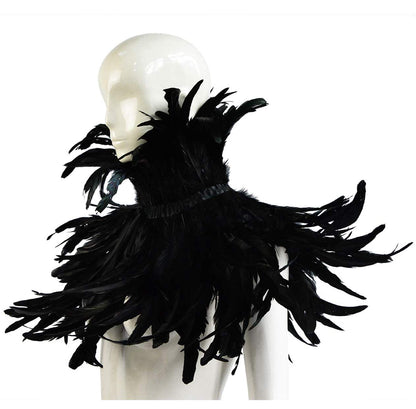 L'VOW Gothic Black Feather Shrug Cape Shawl Halloween Costume for Men (Style -02)
