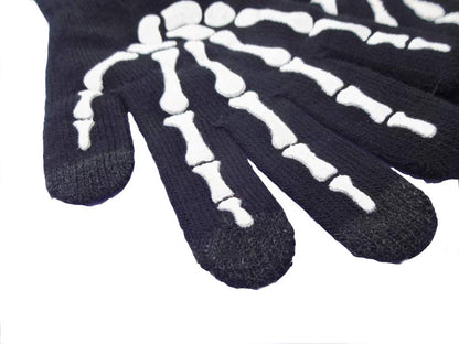 Glovion Skeleton Winter Gloves for Women & Men - Touch Screen Skull Full Finger Gloves for Halloween, Christmas Parties