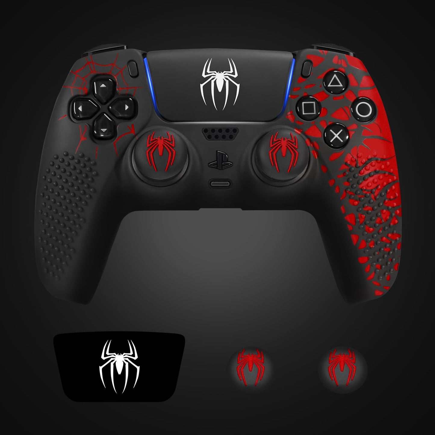 JORREP Anti-Slip PS5 Controller Skin, PS5 Controller Accessories, Non-Slip Silicone PS5 Controller Cover Case with Thumb Grip Gaps, Touch Pad Sticker and Cover Wrap Stickers