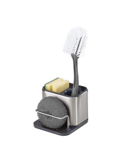 Joseph Joseph Surface Sink Caddy Stainless Steel Sponge Holder Organizer Tidy Drains Water for Kitchen, Small, Silver