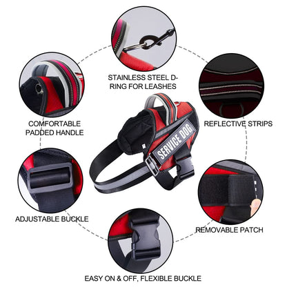 Dog Vest Harness and Patches Set, Animire in Training Service Dog Harness with 10 Dog Patches, Reflective Dog Vest with Handle for Small, Medium, Large, and Extra-Large Dogs