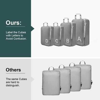 Compression Packing Cubes for Travell - Premium 361D Fabric Packing Cubes with Smooth Zippers, Space-Saving Compression Bags for Travell, Luggage Organizers for Clothes, Shoes, and Accessories