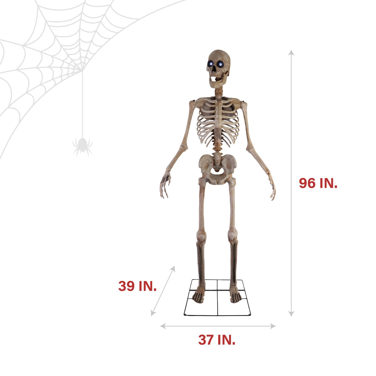 Haunted Hill Farm Motion-Activated 8-Ft. Tall Towering Skeleton, Plug-in Talking Scare Prop Animatronic for Indoor or Covered Outdoor Creepy Halloween Decoration