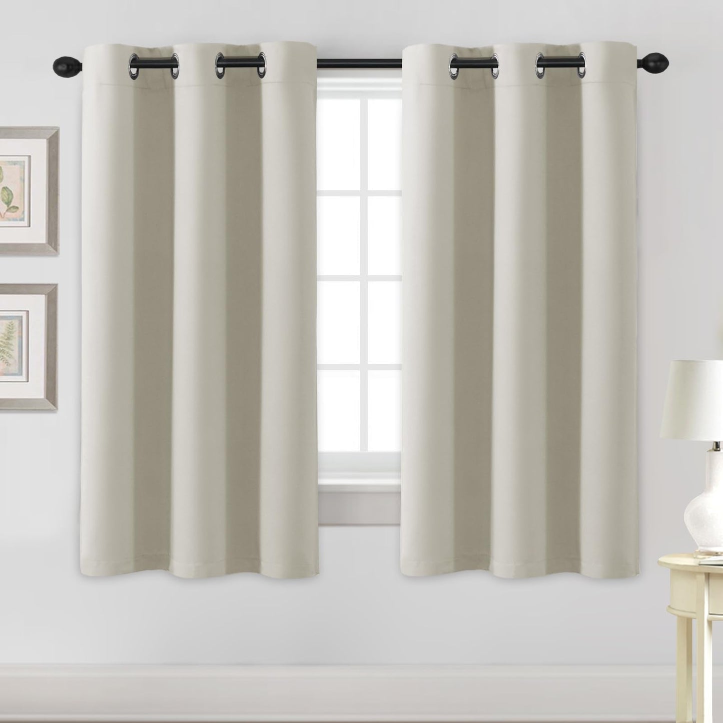 H.VERSAILTEX Blackout Curtains for Bedroom Thermal Insulated Room Darkening Living Room Curtains 63 Inch Long Grommet Privacy Protection Window Curtain Panels/Drapes for Nursery,2 Panels,Ivory/Cream
