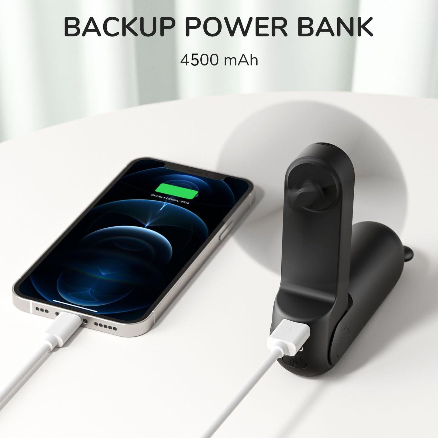 JISULIFE Handheld Fan with 4500 mAh Powerbank Max 37 Hours Runtime, Pocket Portable Battery Operated or USB Powered Folding Personal Fan, 3 Speeds, Gifts for Women Men Kids Gift for Festival-Black