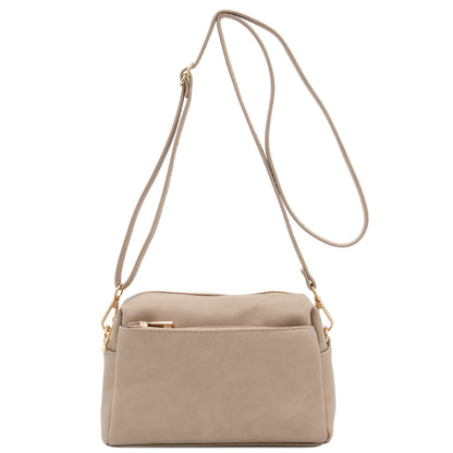 FashionPuzzle Triple Zip Small Crossbody Bag
