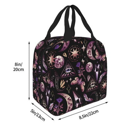 DADABULIU Lunch Bag Tarot Moon Butterfly Magic Goth Insulated Lunch Box Cooler Tote for Adults Kid Girl Women Work Office School Picnic Beach Reusable Lunchbox Over 3 Years Old