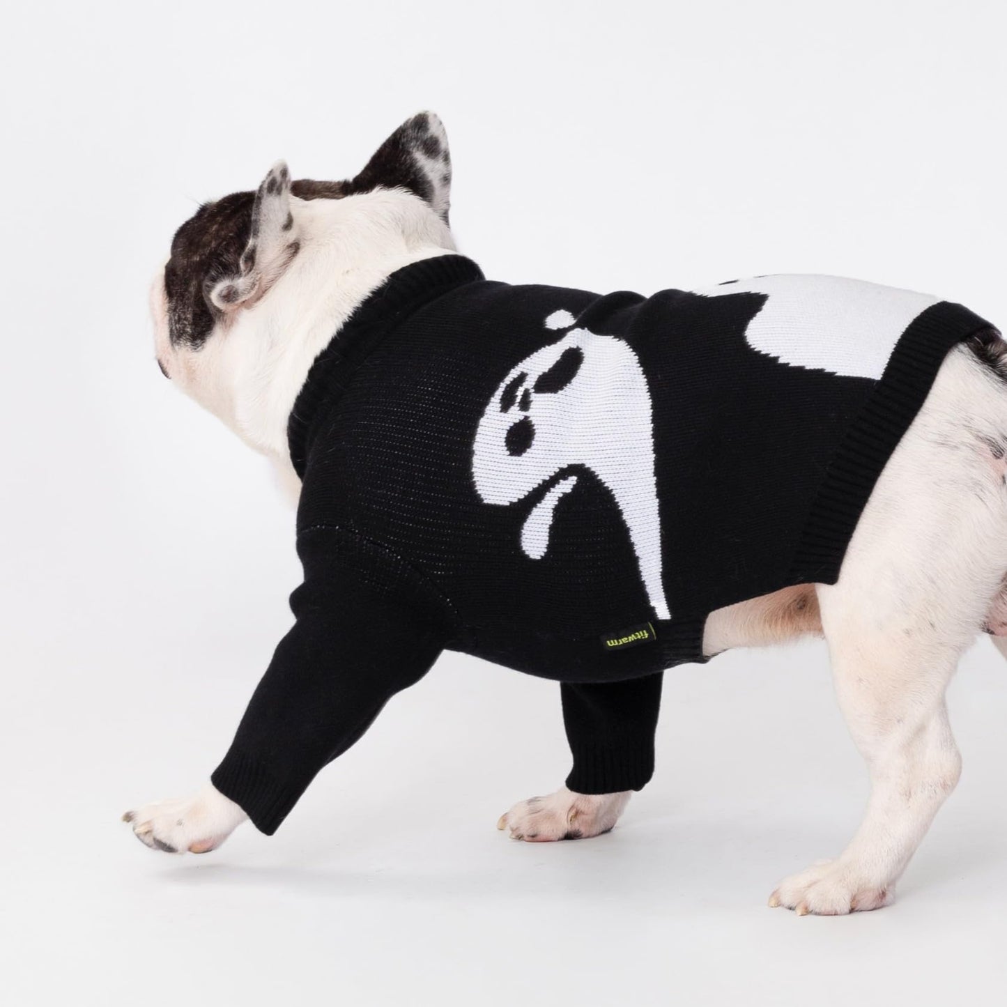 Fitwarm Halloween Ghost Dog Sweater, Funny Costumes for Dogs, Pet Apparel, Black, White, Medium