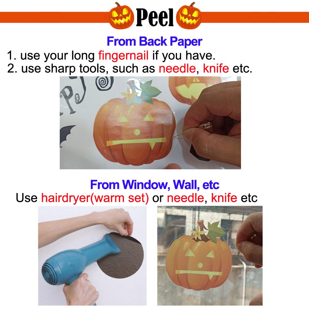 Happy Halloween Removable Wall Stickers Window Clings Art Decoration Vinyl Witch Bats Pumpkin Decals for Home Decor Indoor Outdoor
