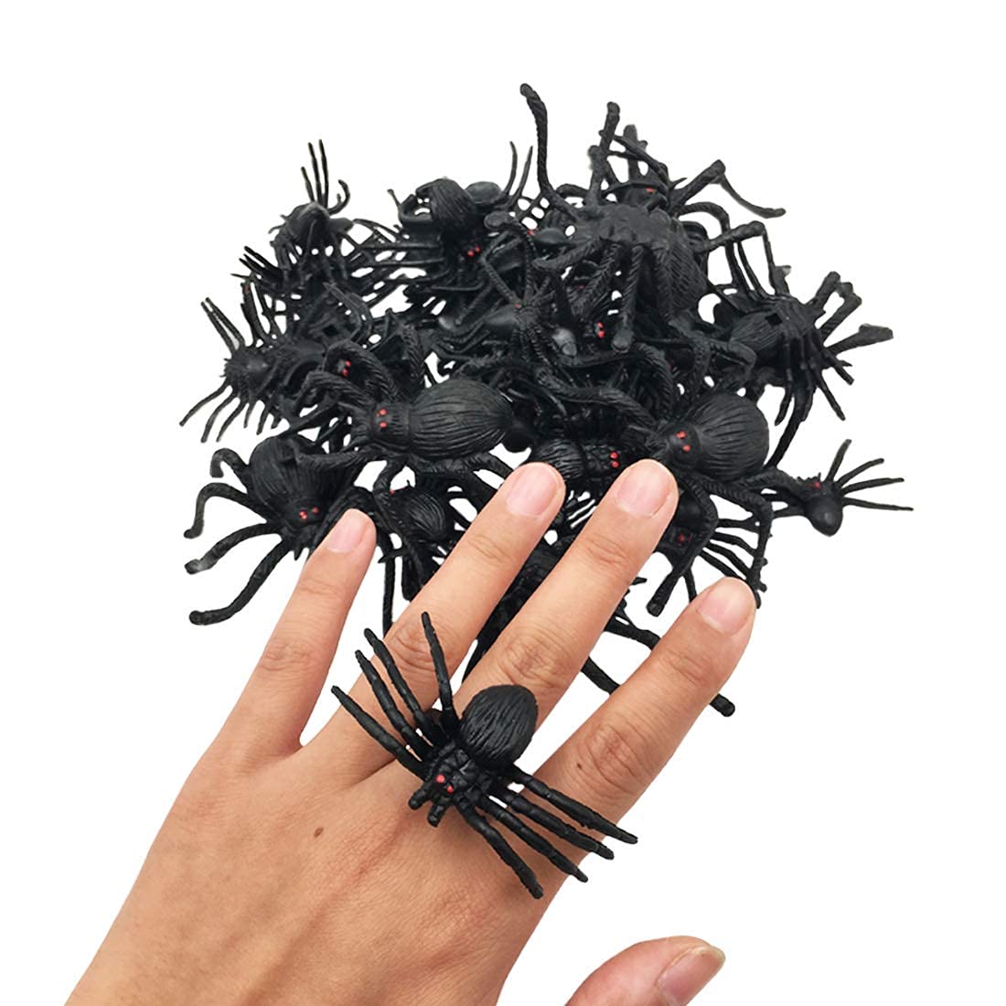 kockuu 46pcs Realistic Plastic Spider Toys Fake Spider Prank Prop Joke Spiders and Spider Rings for Halloween Party Decorations Gift Party Favors Trick Toys Kids Toddlers April Fool's Day Prank Gifts