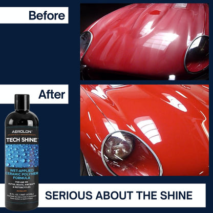 Aerolon Tech Shine: Ceramic Coating for Cars, Car Wax, Car Polish, Ceramic Polymer Coating, Hydrophobic Top Coat Polish and Sealer, Auto Detailing - One Gallon with Applicator Pad