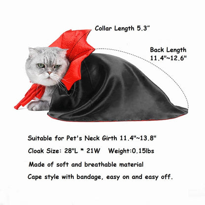 Dog Halloween Costumes for Small Medium Large Dogs Cats, Adjustable Cat Dog Vampire Costume Cloak Stand-Collar,Small Dog Halloween Costumes for Dachshund French Bulldog Chihuahua Yorkie (Black, S)