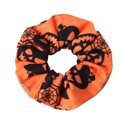4pcs Halloween Hair Ties Elastics Hair Scrunchies Pumpkin Ghost Skeleton Spider Web Bats Hair Accessories for Women Girls Ponytail Holder Hair Band Ropes