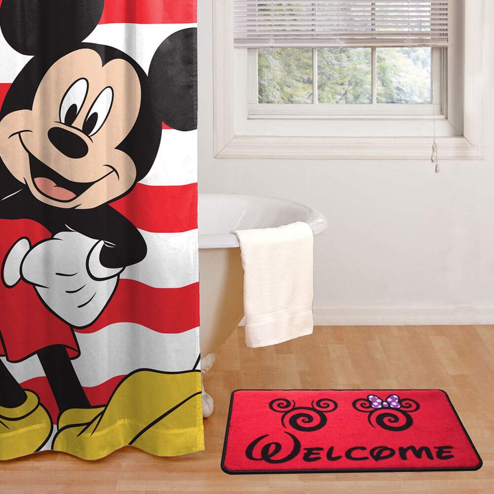 J.Ehonace Cartoon Mouse Rugs - Non-Slip Mickey Cartoon Welcome Mat, Cute Minnie Rug Indoor Entrance Doormat Livingroom Home Decor Door Mats, 17" x 30" (Red)