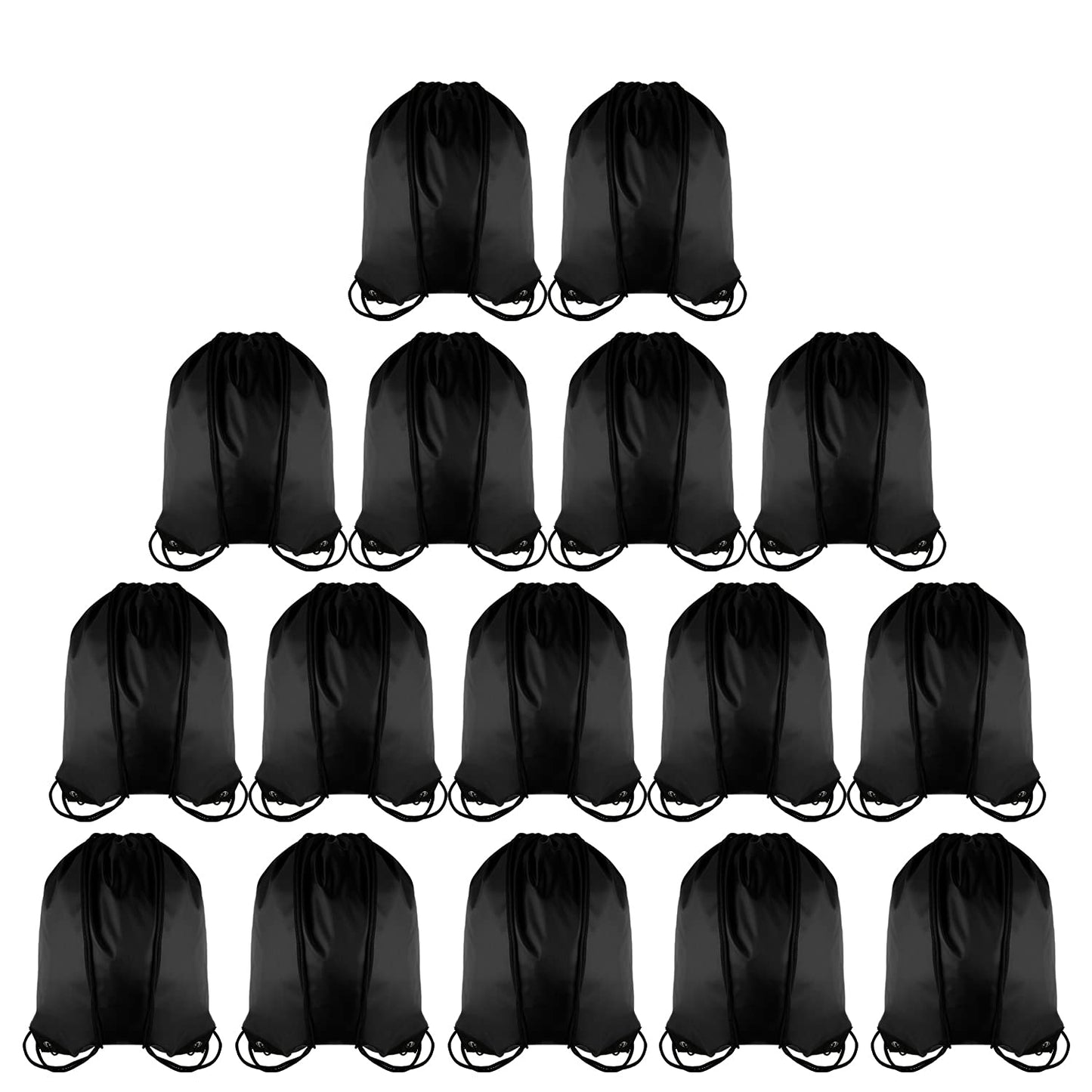 GoodtoU Drawstring Backpack Bags Cinch Sacks - Gym Drawstring Bags Bulk String Backpacks Black 16 Pcs
