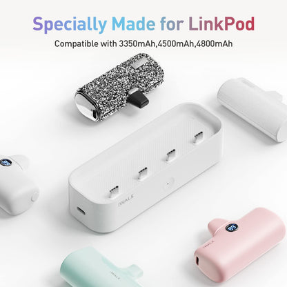 iWALK Charger Station for Portable Charger 4500mAh, 4800mAh, 5000mAh Power Bank for iPhone Charging Station Multiple USB-C Family-Sized Charger Station for Home(Station Only), White