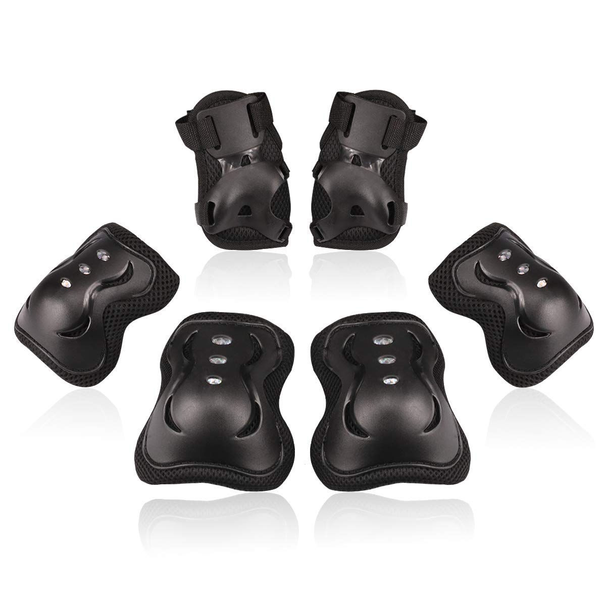 Kids/Youth Knee Pad Elbow Pads Guards Protective Gear Set for Roller Skates Cycling BMX Bike Skateboard Inline Skatings Scooter Riding Sports (Black, Small (3-8 years))