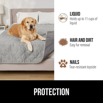 GORILLA GRIP Waterproof Dog Blanket, 82x102 Couch Cover for Dogs Washable, Protects Sofa, Furniture, Crate, Car, RV Essentials Pet Supplies, Tear and Slip Resistant Leakproof Cushion Cover, Light Gray