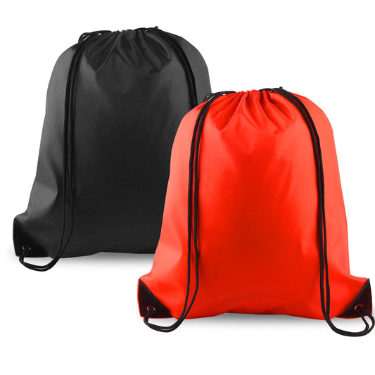 KUUQA 2 Pcs Drawstring Backpack Bags Bulk Sports Cinch Sack String Backpack Storage Bags for Gym Traveling（Black, Red）