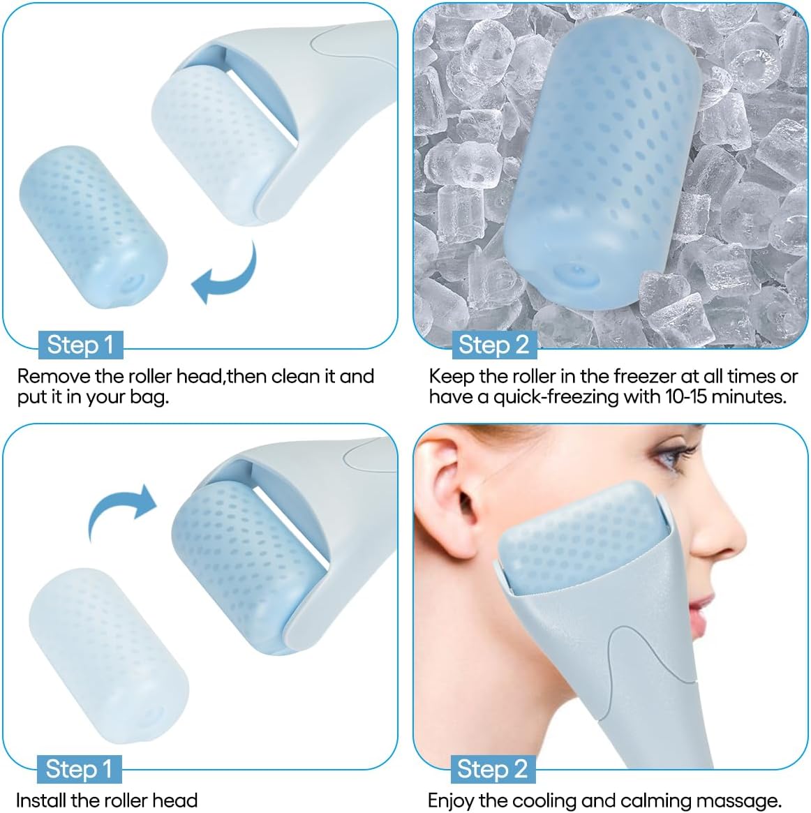 Fronnor Ice Roller for Face,Eyes,Women Gifts Idea,Therapeutic Cooling to Tighten Brighten Complexion and Reduce Wrinkles,Massager Under Eye Puffiness,Migraine and Pain Relidf (Haze Blue)