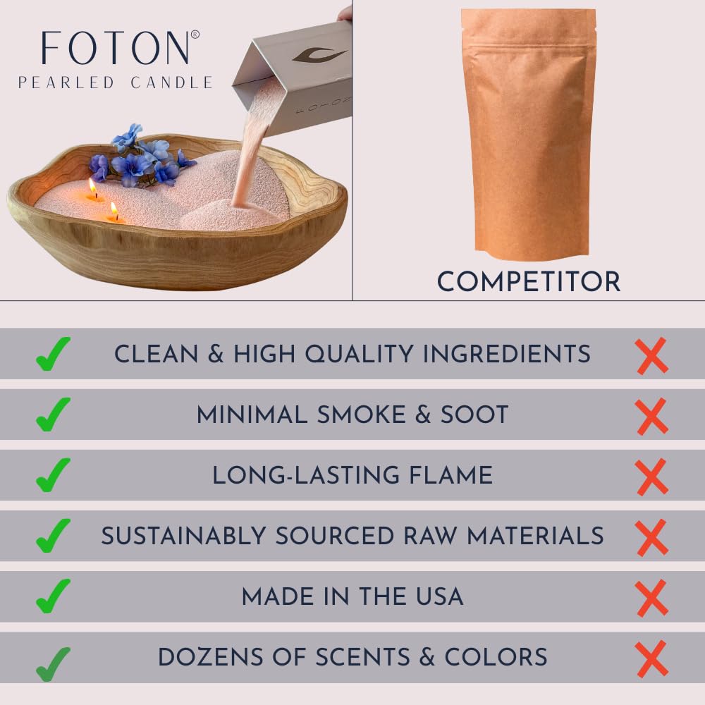 Foton Pearled Candle 18 Oz - Mulled Magic Fall Scent Non Toxic Luxury Long Lasting Powder Wax Sand Candles up to 120 Hours - Refillable Pearl Foton Candle Sand with 30 Wicks