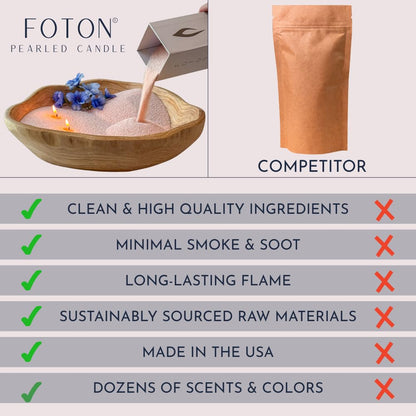 Foton Pearled Candle 18 Oz - Mulled Magic Fall Scent Non Toxic Luxury Long Lasting Powder Wax Sand Candles up to 120 Hours - Refillable Pearl Foton Candle Sand with 30 Wicks