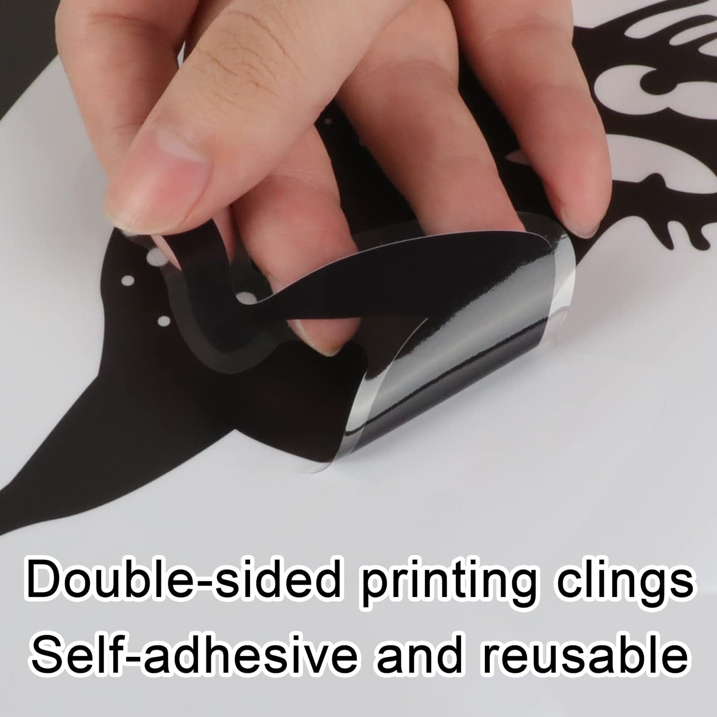 Large Halloween Window Decorations -Witch Clings, Scary Silhouette Poster Decals, Horror Stickers for Party Supplies - PVC Mirror Glass Window Stickers