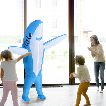 KMiKE Inflatable Shark Costume for Kids Funny Halloween Costumes Fantasy Cosplay Blow up Costume (Blue, Kid)