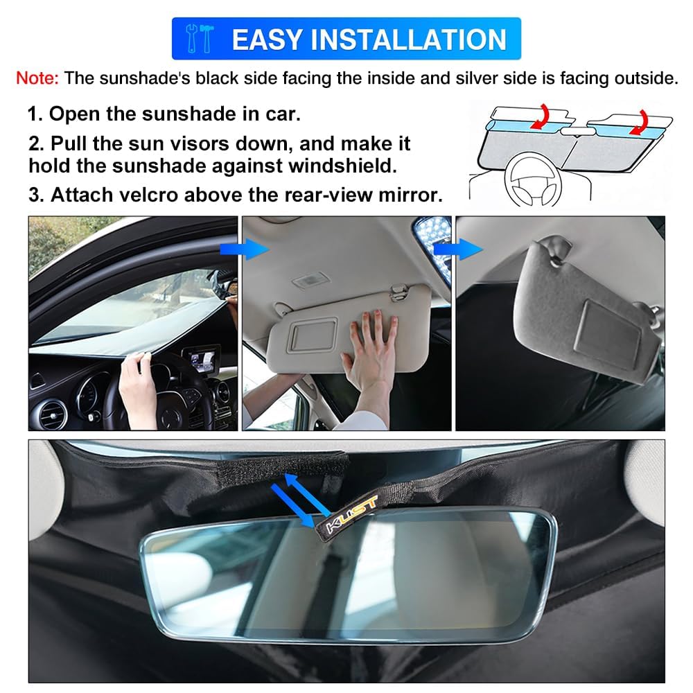 KUST Windshield Sun Shade for 2020-2025 Ford Explorer Accessories, Custom Fit Car Front Sunshade Foldable Window Sun Visor Protector Blocks UV Rays Keep Your Car Cooler