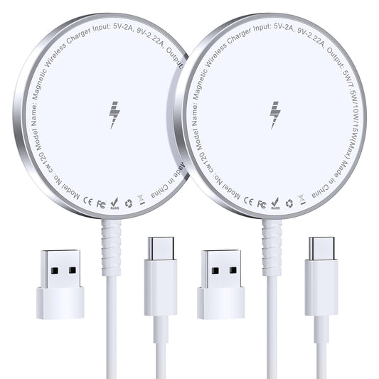 for MagSafe Charger: Magnetic Wireless Charging Pad for iPhone 16 15 14 13 12 Series & AirPods 4-2 Pro, Strong Magnet, Aluminum Alloy, USB-C/A Ports, Ultra-Thin & Portable, Ideal for Desk & Bedside