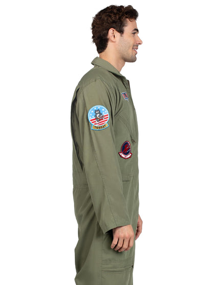 Leg Avenue Mens Licensed Top Gun Flight Suit Costume, X-LARGE, Khaki/Green