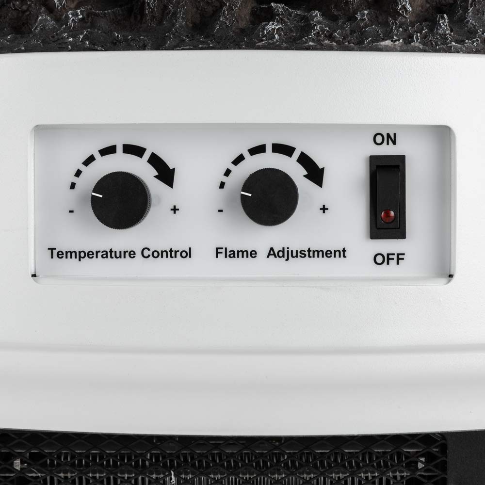 e-Flame USA Regal Freestanding Electric Fireplace Stove - 3-D Log and Fire Effect (White)