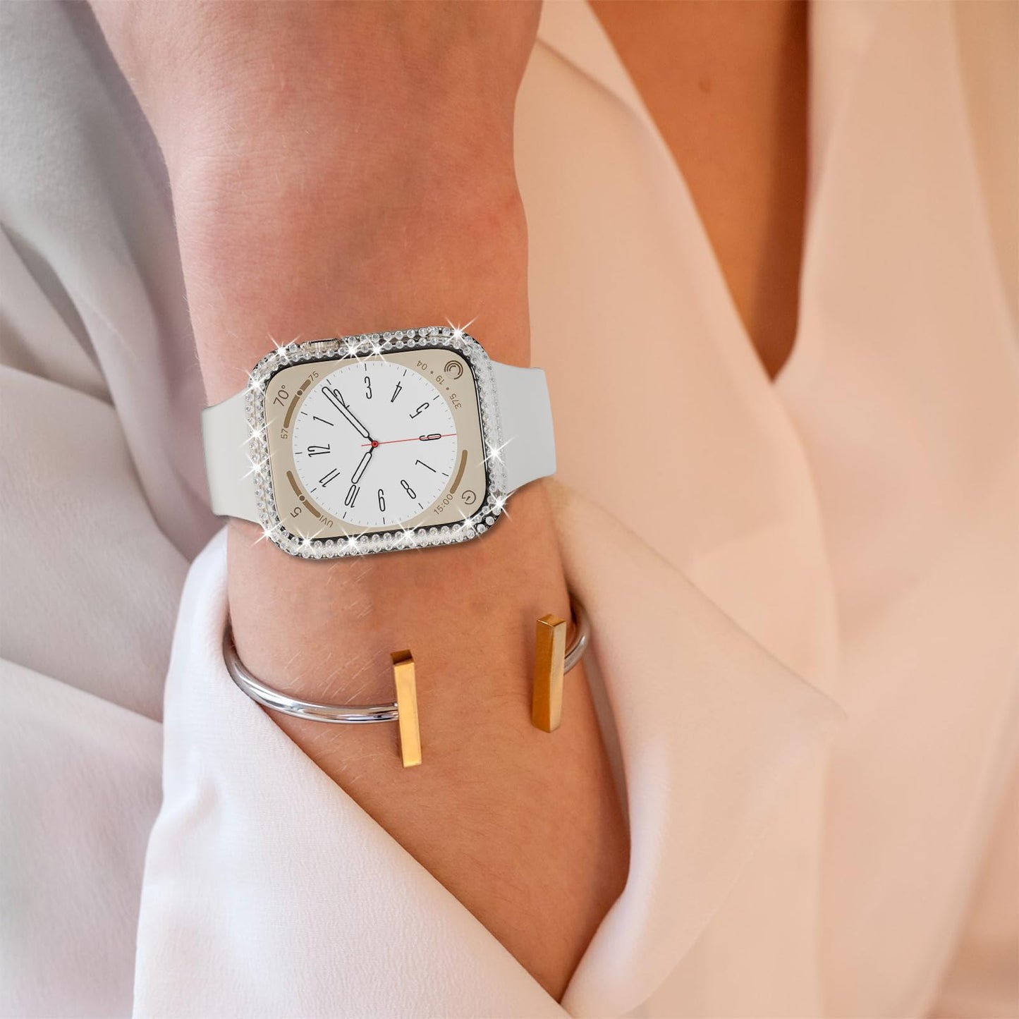 3Pack Rc-Z for Apple Watch Series 9 8 7 45mm Bling Bumper Case Women, Diamond Protective Frame for iWatch iPhone Watch 45 mm Accessories