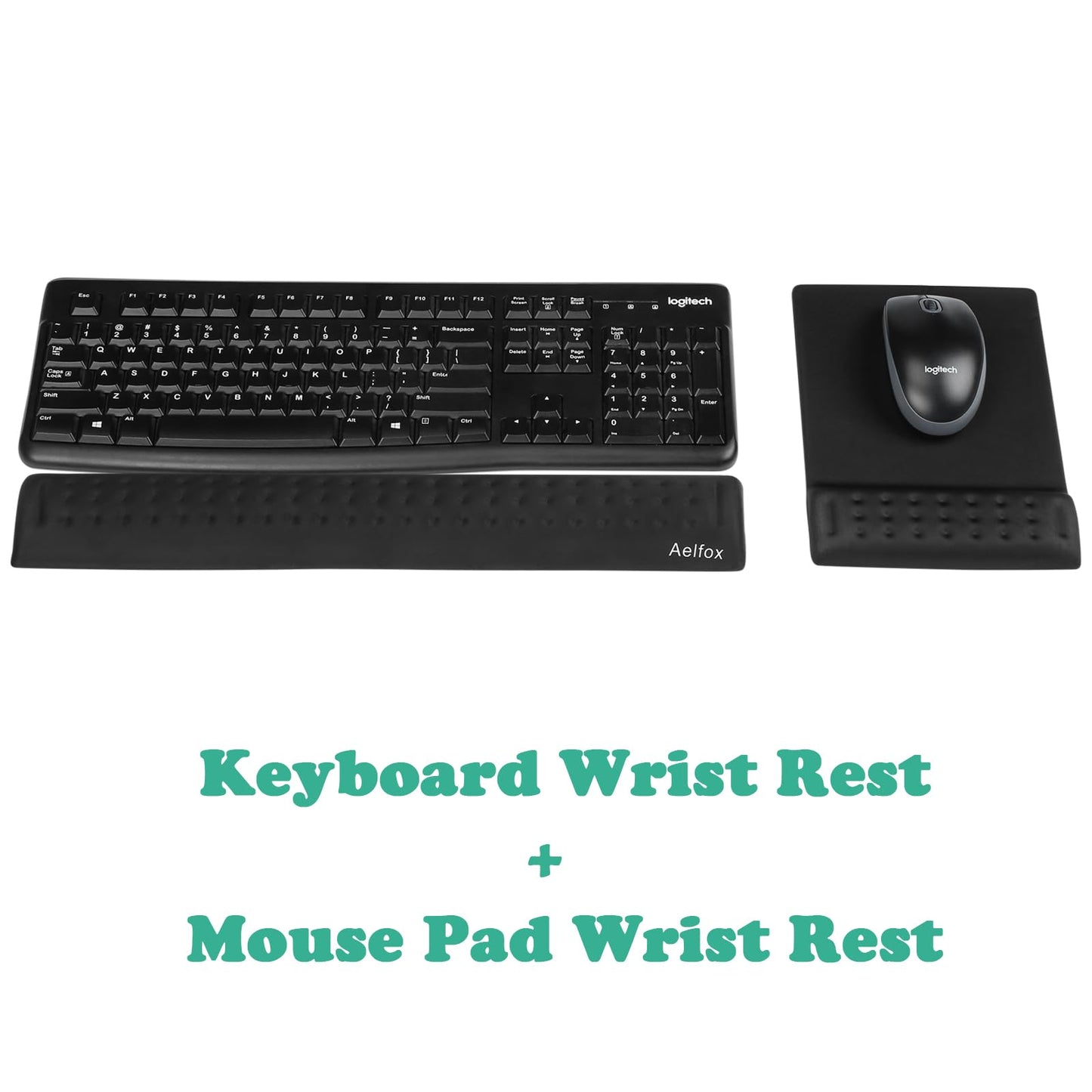 Keyboard Wrist Rest & Mouse Pad with Wrist Support Set, Memory Foam Ergonomic Wrist Pad for Computer Keyboard Laptop Wrist Rest, Arm Rest for Desk Accessories in Home Office School(Black)
