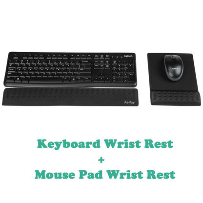 Keyboard Wrist Rest & Mouse Pad with Wrist Support Set, Memory Foam Ergonomic Wrist Pad for Computer Keyboard Laptop Wrist Rest, Arm Rest for Desk Accessories in Home Office School(Black)