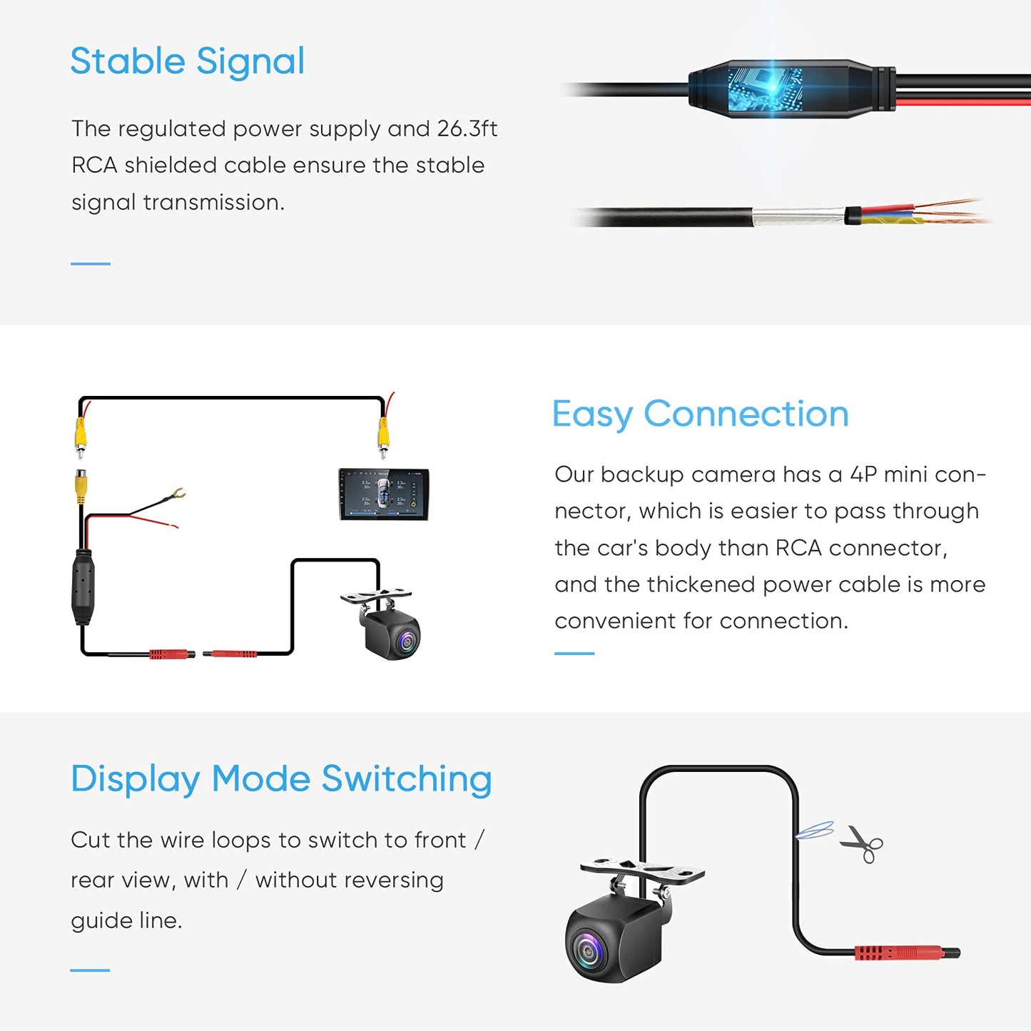HD Backup Camera,Metal Housing 170 Degree Wide View Angle License Plate Rear View Camera for Car,Clear Night Vision IP69 Waterproof Rearview Universal Reverse Cam Kit for Vehicle SUV RV Pickup