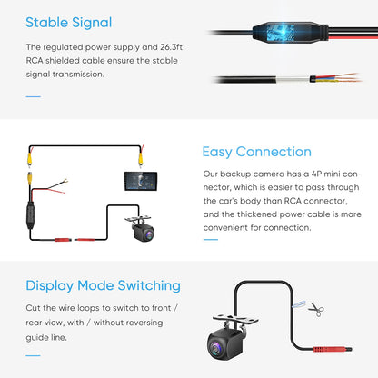 HD Backup Camera,Metal Housing 170 Degree Wide View Angle License Plate Rear View Camera for Car,Clear Night Vision IP69 Waterproof Rearview Universal Reverse Cam Kit for Vehicle SUV RV Pickup