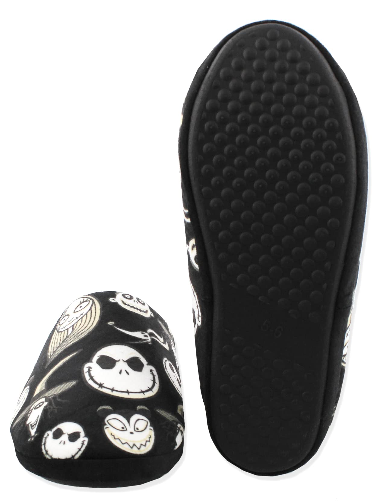 Disney The Nightmare Before Christmas Jack Sally Adult Women's Scuff Slide On Slippers (Small, Black)