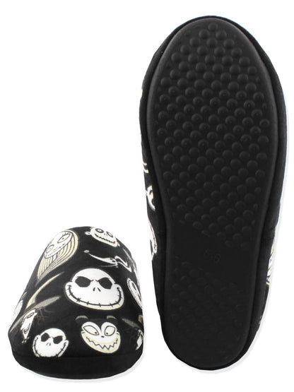 Disney The Nightmare Before Christmas Jack Sally Adult Women's Scuff Slide On Slippers (Small, Black)