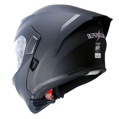 1Storm Motorcycle Modular Full Face Helmet Bike Flip up Dual Visor Sun Shield: HB89 Matt Black