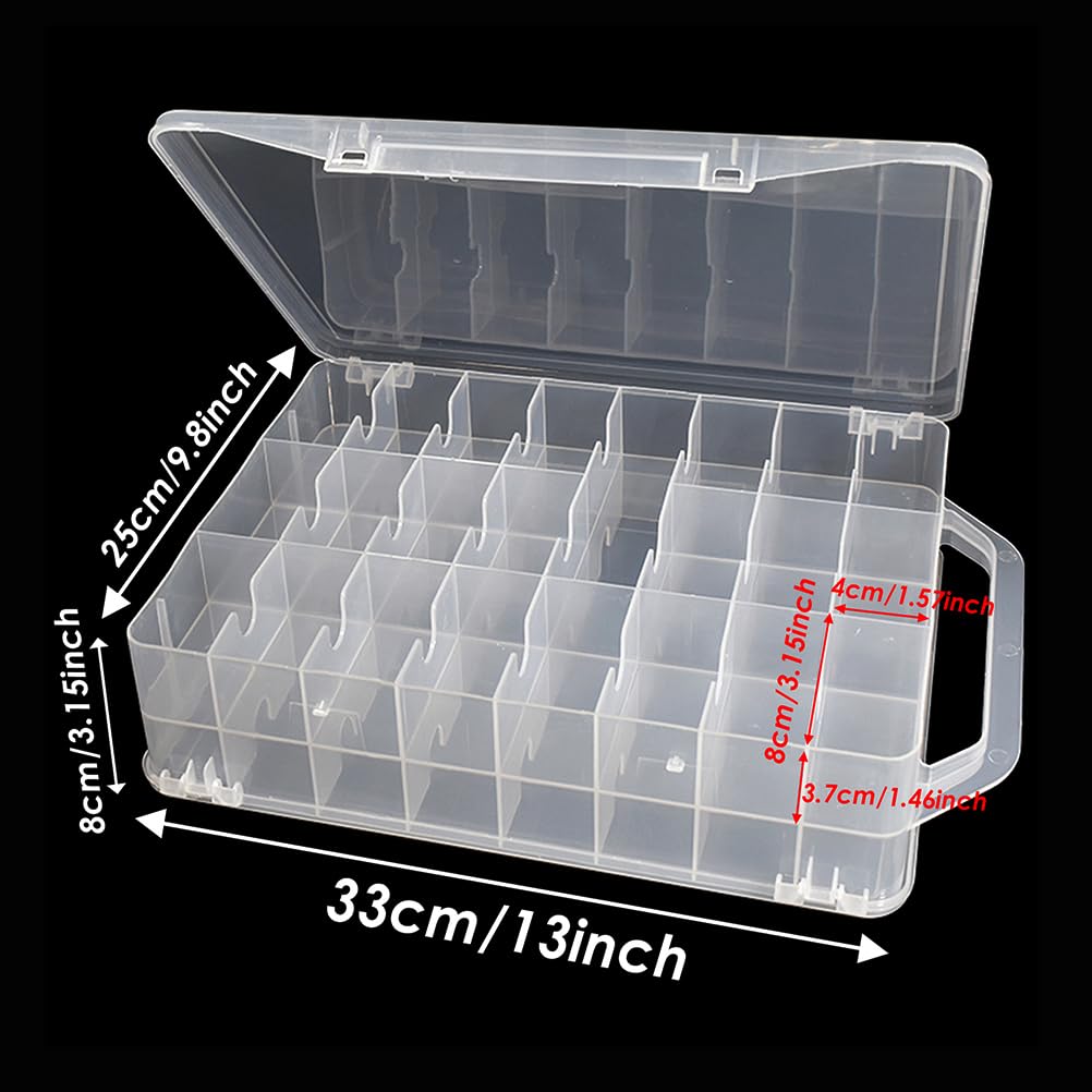 46 Grids Sewing Organizer, Double Sided Thread Box Storage, Portable Clear Plastic Organizer Box for Embroidery and Sewing Threads, Embroidery Floss, Crafts, Small Toys (Clear)