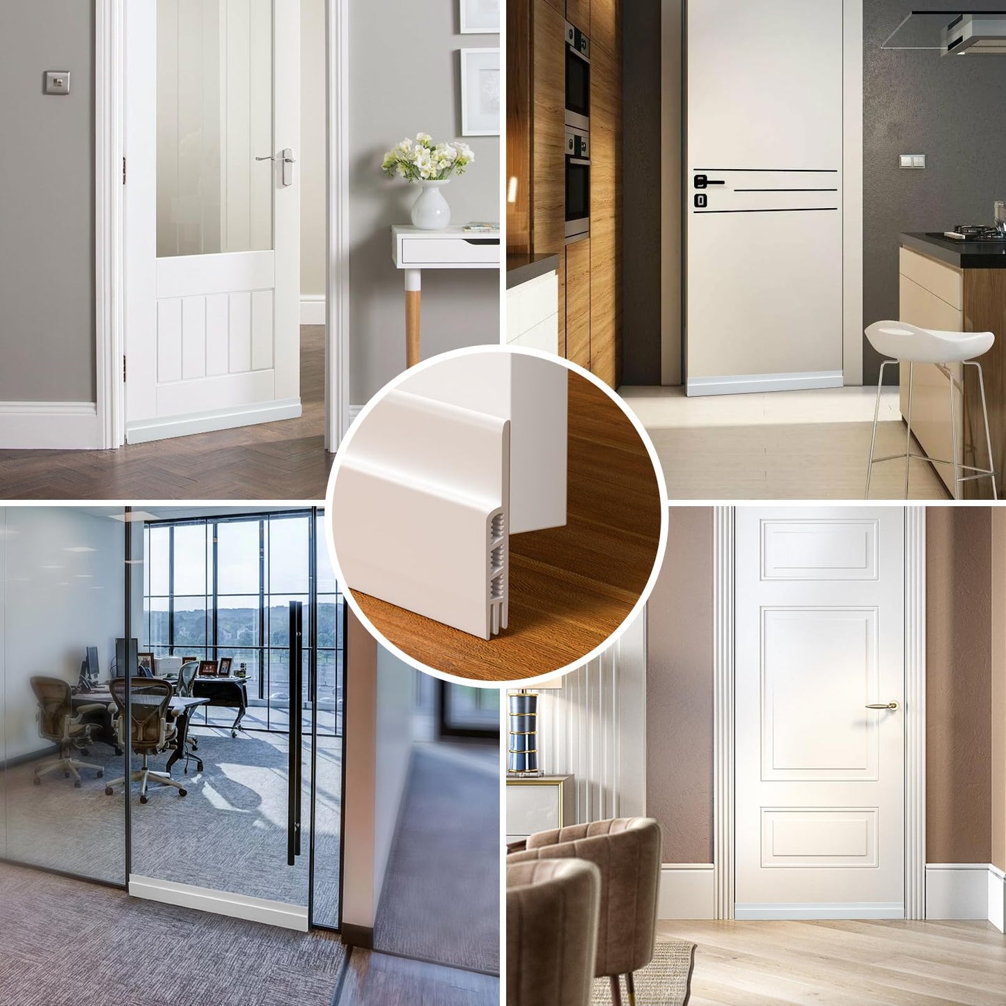 Holikme 2 Pack Door Draft Stopper Sheets, Rolls & Strips Under Door Draft Blocker Insulator Doors Sweep Weather Stripping Noise Stopper Strong Adhesive, White