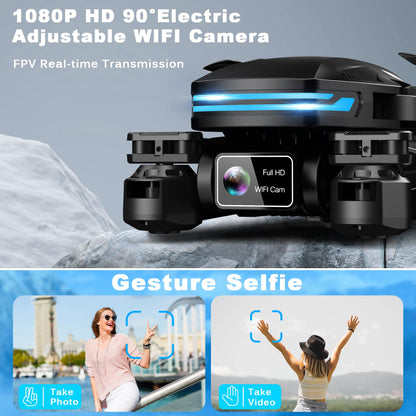 Drone with Camera for Adults, HD FPV Drones with Upgrade Altitude Hold, One-Key Take Off/Landing, Voice Control, Headless Mode, 2 Batteries, Toys Gifts for Teen Boys Girls, Beginner
