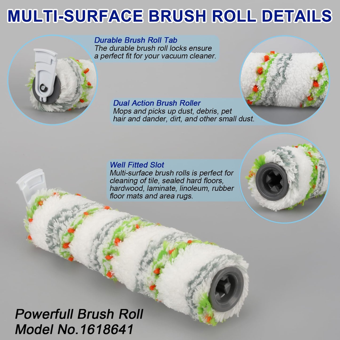 Lemige 3 Pack Multi-Surface Pet Brush Rolls 2788 and 3 Pack Vacuum Filters 1866 for Bissell CrossWave Max 2554 2590 2593 2596 for HydroSteam 35151 3515 35152 3513 3518 Vacuums, Part 1618641 & 1608684