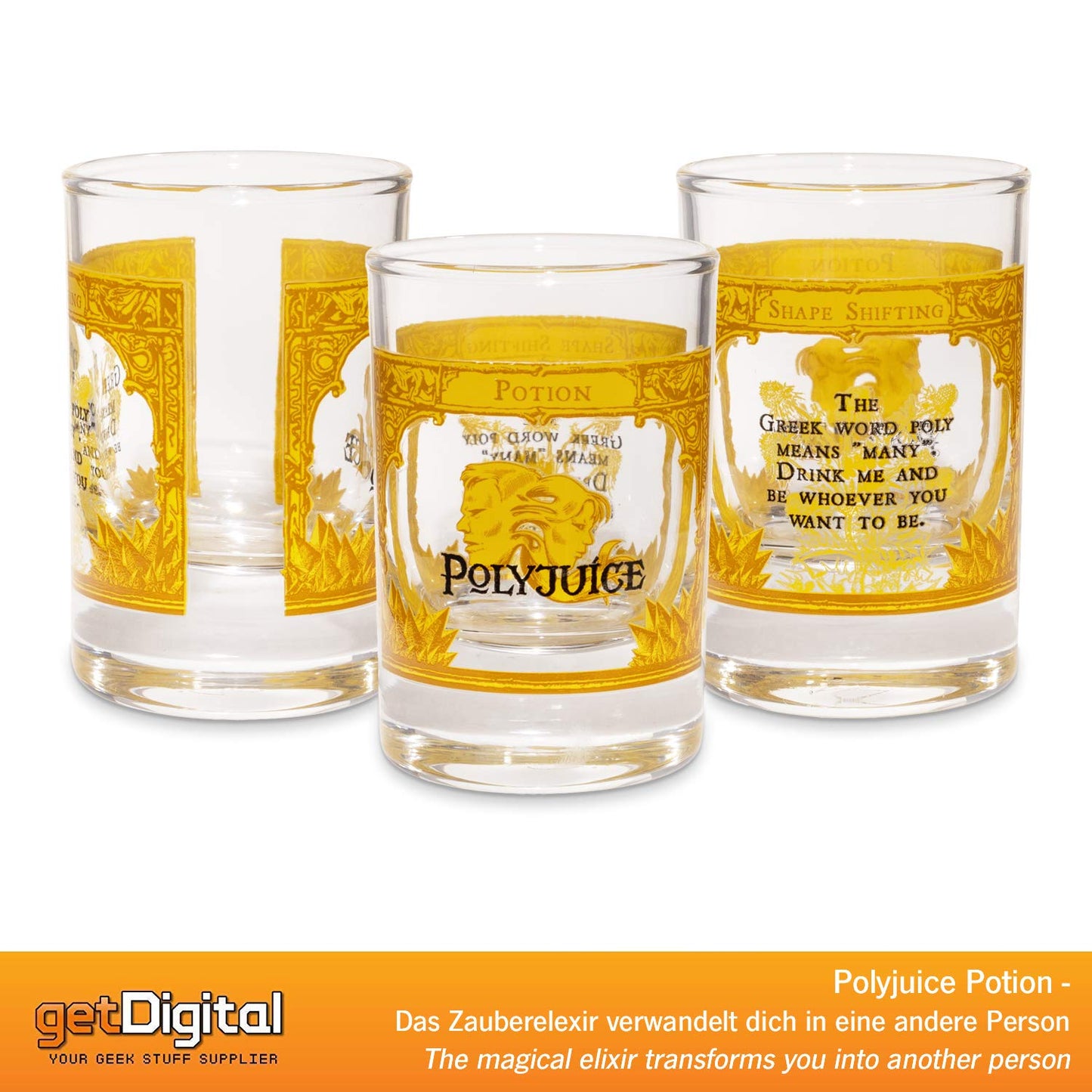 getDigital Magic Potion Shot Glasses Set - 4 Magic Glass Tumblers for Spirits & Liqueurs - 4cl Each, Dishwasher Safe