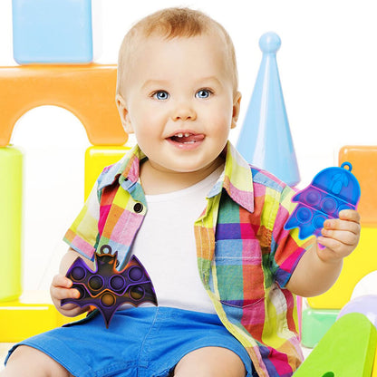 DZLUSJ 30pcs Halloween Mini Pop Keychain Fidget Toys - Rainbow Silicone Simple Fidget Toys - Halloween Decorations and Party Favor